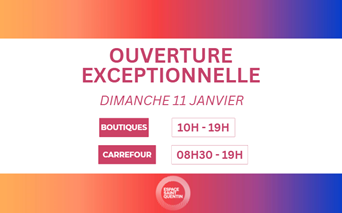 Ouverture exceptionnelle ce dimanche 11 janvier !